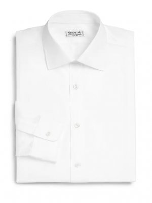 Хлопковая классическая рубашка обычного кроя с длинными рукавами , белый Charvet