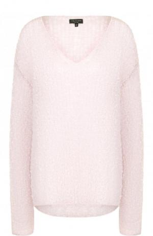 Однотонный вязаный пуловер с V-образным вырезом Rag&Bone. Цвет: розовый