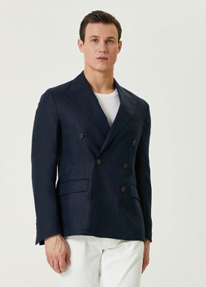 Темно-синяя льняная куртка Polo Ralph Lauren. Цвет: синий