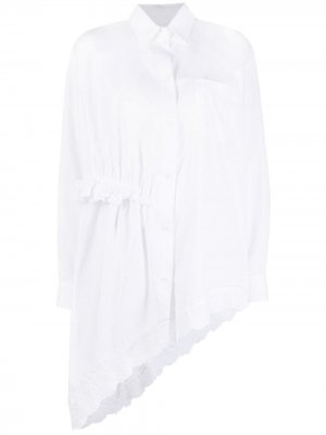Рубашка асимметричного кроя с оборками Simone Rocha. Цвет: белый