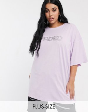 Oversize-футболка с выцветшим принтом -Фиолетовый Public Desire Curve