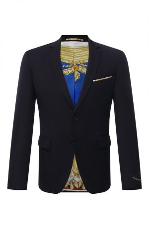 Шерстяной пиджак Versace. Цвет: синий