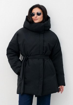 Куртка утепленная Vera Nicco женская с капюшоном. Цвет: черный