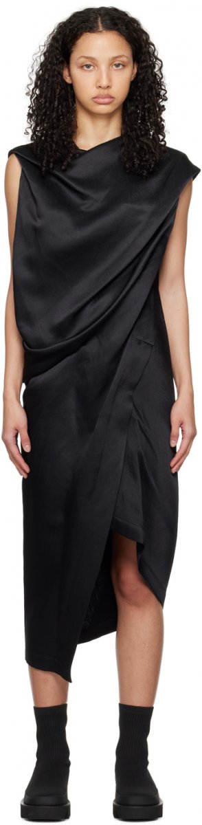 Черное обволакивающее платье-миди , цвет Black Issey Miyake