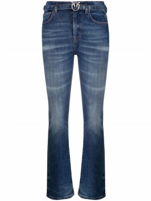 Укороченные расклешенные джинсы с логотипом PINKO. Цвет: синий
