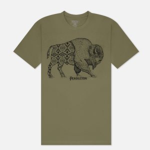 Мужская футболка Jacquard Bison Graphic Pendleton. Цвет: оливковый