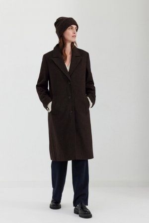 Классическое пальто из переработанной шерсти с застежкой на пуговицы. , коричневый Selected Femme