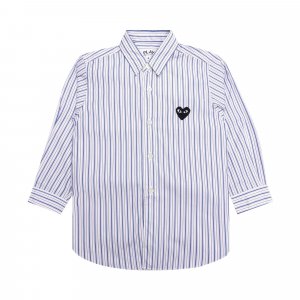 Рубашка в полоску PLAY Белый/Синий/Коричневый Comme des Garçons