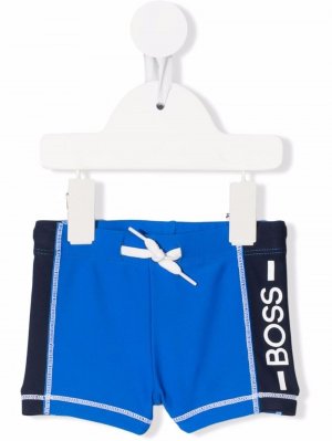 Плавки-шорты с логотипом BOSS Kidswear. Цвет: синий