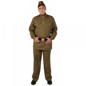 Комплект мужской военной формы Гимнастерка с брюками, пилоткой и поясом на рост 176 размер 48-50 Вестифика. Цвет: хаки
