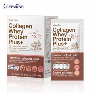 Collagen Whey Protein Plus+, смесь пищевых волокон с рыбным коллагеном, витаминами и минералами, вкус какао, 26 г. х 10 пакетиков 82053 Giffarine