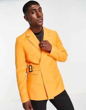 Ярко-оранжевый приталенный пиджак с запахом Devil's Advocate Devils