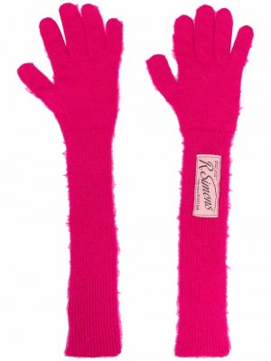 Шерстяные перчатки с нашивкой-логотипом Raf Simons. Цвет: розовый