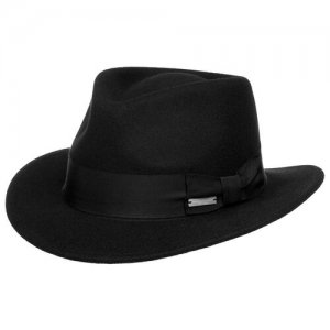 Шляпа федора SEEBERGER 70441-0 FELT FEDORA, размер 57. Цвет: черный
