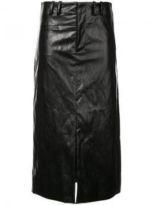 Лакированная юбка с высокой талией Nomia. Цвет: черный