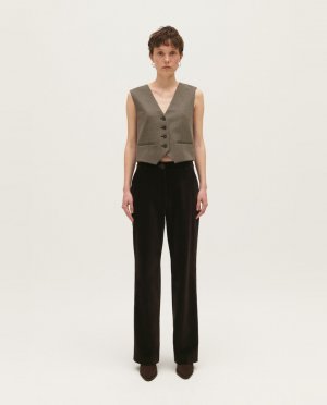 Женские прямые бархатные костюмные брюки , коричневый Claudie Pierlot. Цвет: коричневый