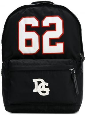 Рюкзак с принтом и заплаткой логотипом Dolce & Gabbana Kids. Цвет: черный
