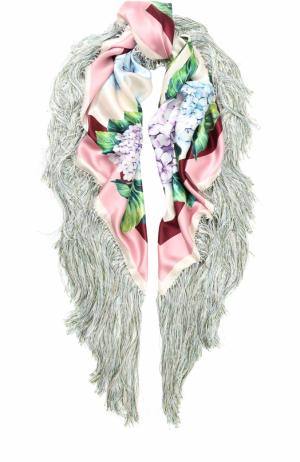 Шелковая шаль с бахромой Dolce & Gabbana. Цвет: розовый