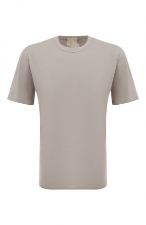 Хлопковая футболка Ten C. Цвет: серый