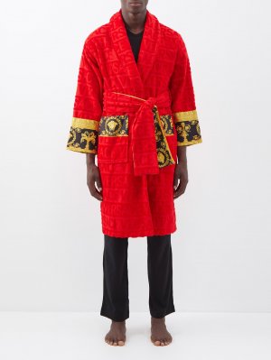Халат из жаккардового хлопка с логотипом i love baroque , красный Versace