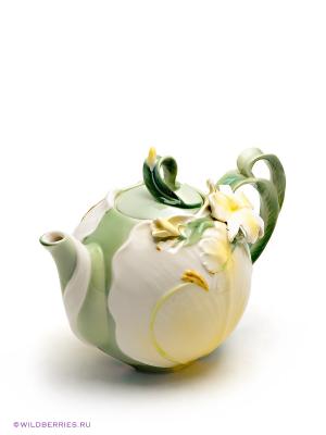 Заварочный чайник Лилия Pavone. Цвет: молочный, светло-зеленый