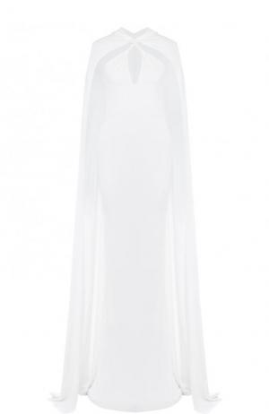Бархатное платье-макси с кейпом Dsquared2. Цвет: белый