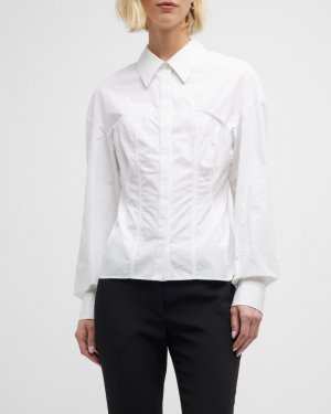 Блуза с пуговицами спереди и отстрочкой бюстье Alexander McQueen