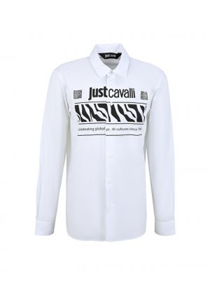 Белая мужская рубашка с рубашечным воротником Slim Fit Just Cavalli