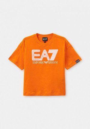 Футболка EA7. Цвет: оранжевый