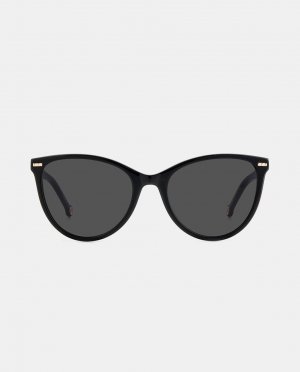 Черные круглые женские солнцезащитные очки из ацетата , черный Carolina Herrera