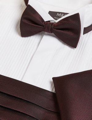 Комплект из галстука-бабочки, нагрудного платка и пояса , бургундия Marks & Spencer