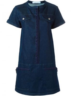 Джинсовое платье с вышивкой See By Chloé. Цвет: синий