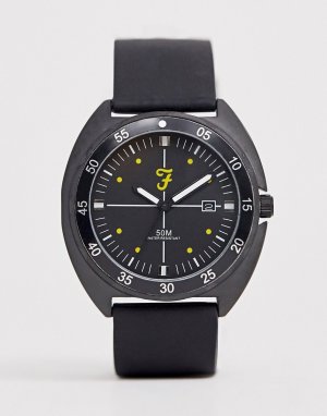 Наручные часы с черным силиконовым ремешком -Черный Farah