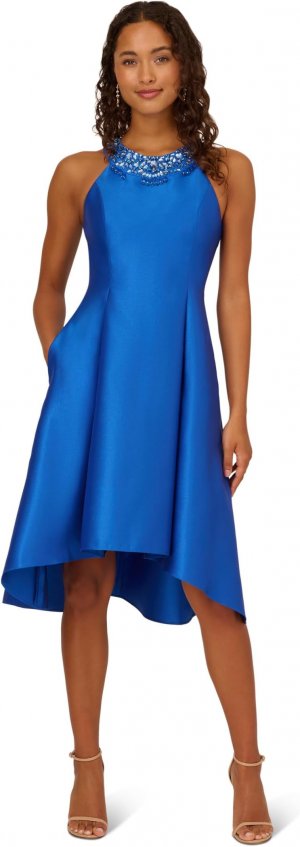Вечернее платье из эластичного микадо с расклешенным силуэтом и вырезом бисера , цвет Ultra Blue Adrianna Papell