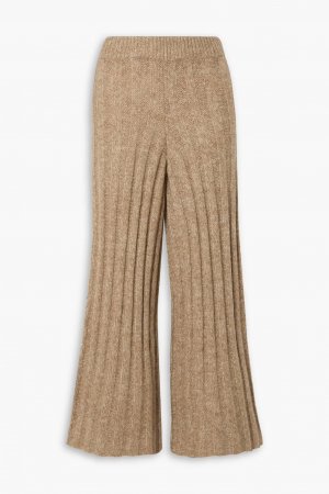 Укороченные брюки меланжевой вязки Amilah в рубчик с коротким рукавом , песок By Malene Birger