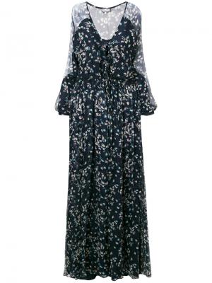 Платье макси с цветочным принтом и длинными рукавами Paul & Joe. Цвет: синий