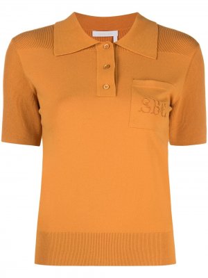 Рубашка поло с вышитым логотипом See by Chloé. Цвет: оранжевый