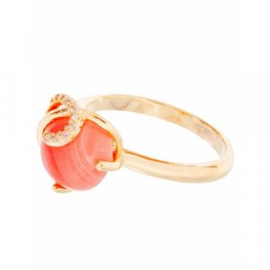 Кольцо помолвочное , родохрозит, размер 20, красный Lotus Jewelry. Цвет: красный