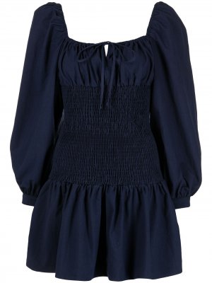 Платье мини с длинными рукавами и баской Ciao Lucia. Цвет: синий