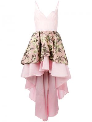 Платье с многослойной цветочной юбкой Christian Pellizzari. Цвет: розовый и фиолетовый