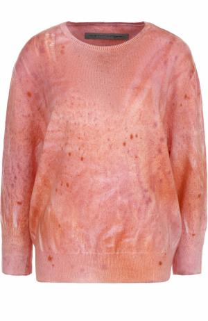Пуловер с круглым вырезом и укороченными рукавами Raquel Allegra. Цвет: розовый