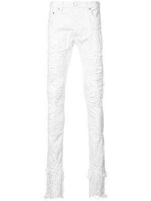 Рваные облегающие джинсы Fagassent. Цвет: белый