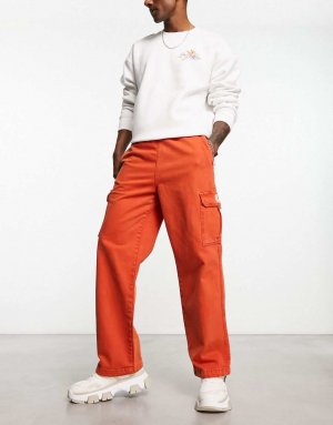 Выстиранные красные брюки-чиносы в рабочем стиле Damson Madder
