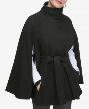 Женское двубортное пальто-кейп , черный Calvin Klein