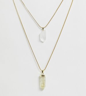 Ожерелье с прозрачным кварцем и кристаллом лимонно-желтого цвета Aura Crystals by Calum Best-Золотой CH