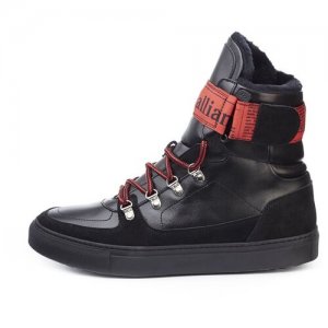 Ботинки кожаные высокие с логотипом RU 43.5 / EU 44 Galliano. Цвет: черный
