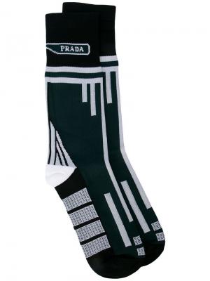 Жаккардовые носки Prada. Цвет: черный