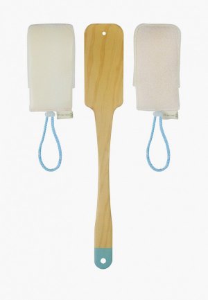 Мочалка для тела Daily Concepts с деревянной ручкой. Цвет: бежевый