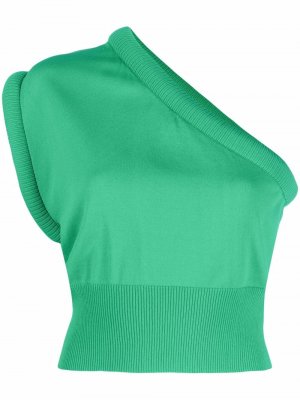 One-shoulder knitted top Federica Tosi. Цвет: зеленый