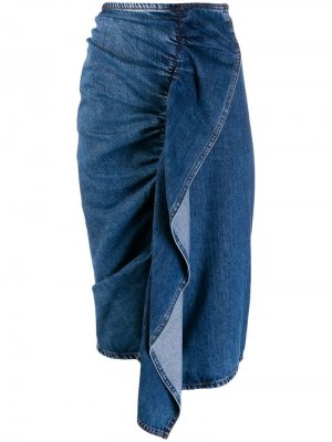 Джинсовая юбка асимметричного кроя Sport Max Code. Цвет: синий